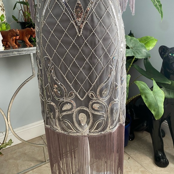 Metme Silver Sequin Fringe Women’s Dress Sz Medium Mermaidcore Balletcore - Picture 9 of 12